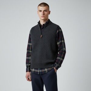 Orvis Grey Wool Blend 1/4 Zip Sweater Vest